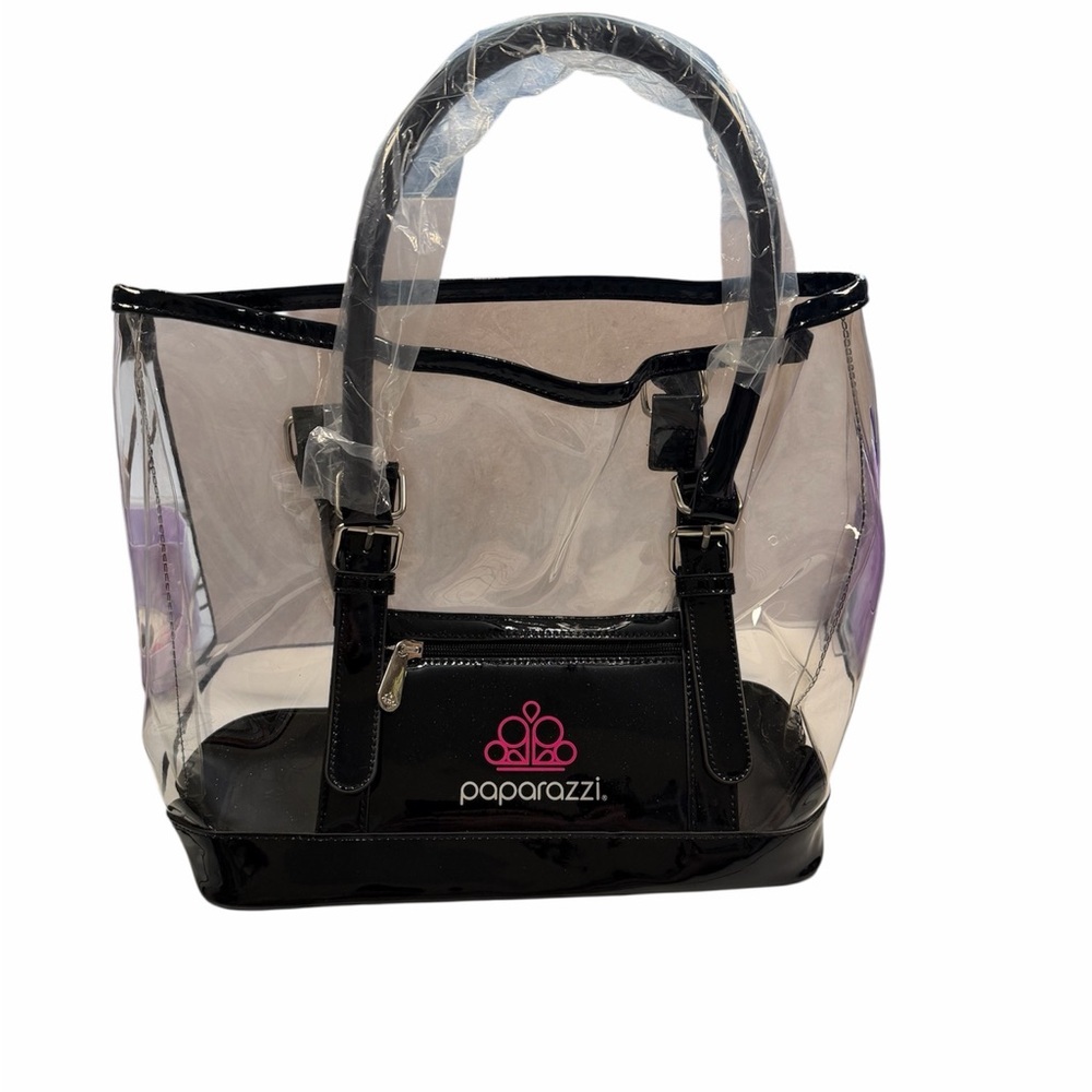 💜3/$15 Paparazzi Black and Clear Tote Bag - Picture 1 of 4